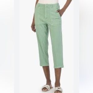 KUT casual pant women 6 green capris straight vacation beach resort casual boho